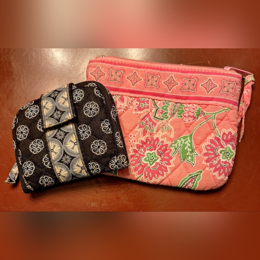 2 For 1 Deal - A Like new zippered pouch And A Cute Little Wallet
